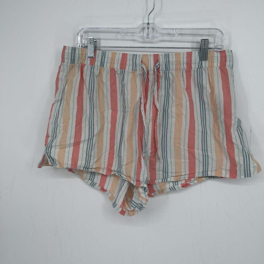 GapBody Women's Multicolor Striped Cotton Drawstring Beach Lounge Shorts Size L